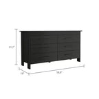Cómoda moderna rectangular Okak para dormitorio con 6 cajones y tiradores de metal negro, amplio gabinete de almacenamiento para sala de estar, pasillo, entrada