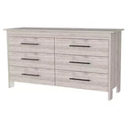 Cómoda moderna rectangular Okak para dormitorio con 6 cajones y tiradores de metal negro, amplio gabinete de almacenamiento para sala de estar, pasillo, entrada