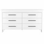 Cómoda moderna rectangular Okak para dormitorio con 6 cajones y tiradores de metal negro, amplio gabinete de almacenamiento para sala de estar, pasillo, entrada