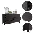 Cómoda moderna rectangular Okak para dormitorio con 6 cajones y tiradores de metal negro, amplio gabinete de almacenamiento para sala de estar, pasillo, entrada