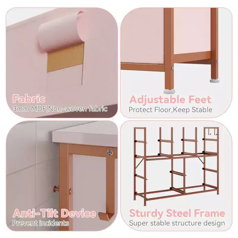 Torre de almacenamiento de tela de 10 cajones - Cómoda con estructura de acero y tapa de madera para dormitorio, cuarto de niños y armario