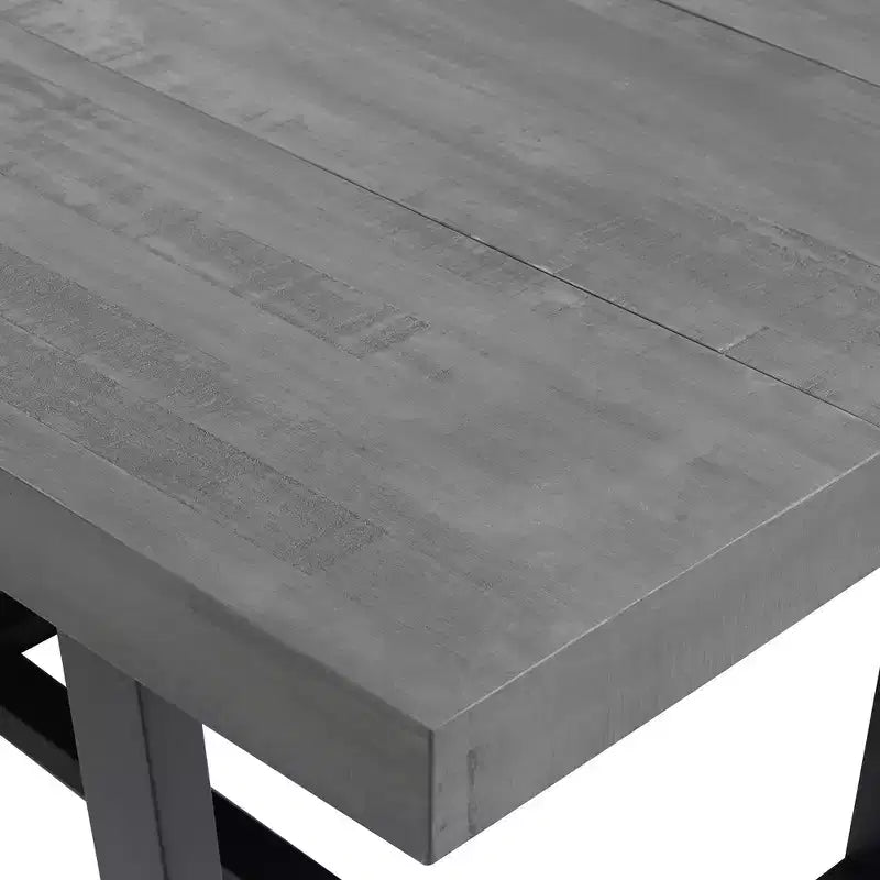 Mesa de Comedor Rectangular Okak de 72/52 Pulgadas con Tapa de Madera Maciza con Acabado Envejecido y Estructura Abierta de Metal para Comedor