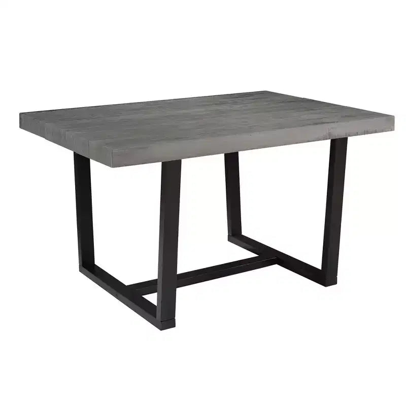 Mesa de Comedor Rectangular Okak de 72/52 Pulgadas con Tapa de Madera Maciza con Acabado Envejecido y Estructura Abierta de Metal para Comedor