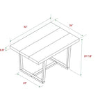 Mesa de Comedor Rectangular Okak de 72/52 Pulgadas con Tapa de Madera Maciza con Acabado Envejecido y Estructura Abierta de Metal para Comedor