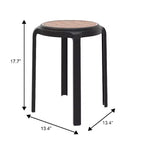 Taburete de comedor apilable LeisureMod Tresse, asiento redondo sin respaldo de mimbre estilo moderno de mediados de siglo, uso interior y exterior para cocina, patio, jardín, juego de 2