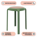 Taburete de comedor apilable LeisureMod Tresse, asiento redondo sin respaldo de mimbre estilo moderno de mediados de siglo, uso interior y exterior para cocina, patio, jardín, juego de 2