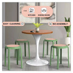 Taburete de comedor apilable LeisureMod Tresse, asiento redondo sin respaldo de mimbre estilo moderno de mediados de siglo, uso interior y exterior para cocina, patio, jardín, juego de 2