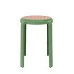 Taburete de comedor apilable LeisureMod Tresse, asiento redondo sin respaldo de mimbre estilo moderno de mediados de siglo, uso interior y exterior para cocina, patio, jardín, juego de 2