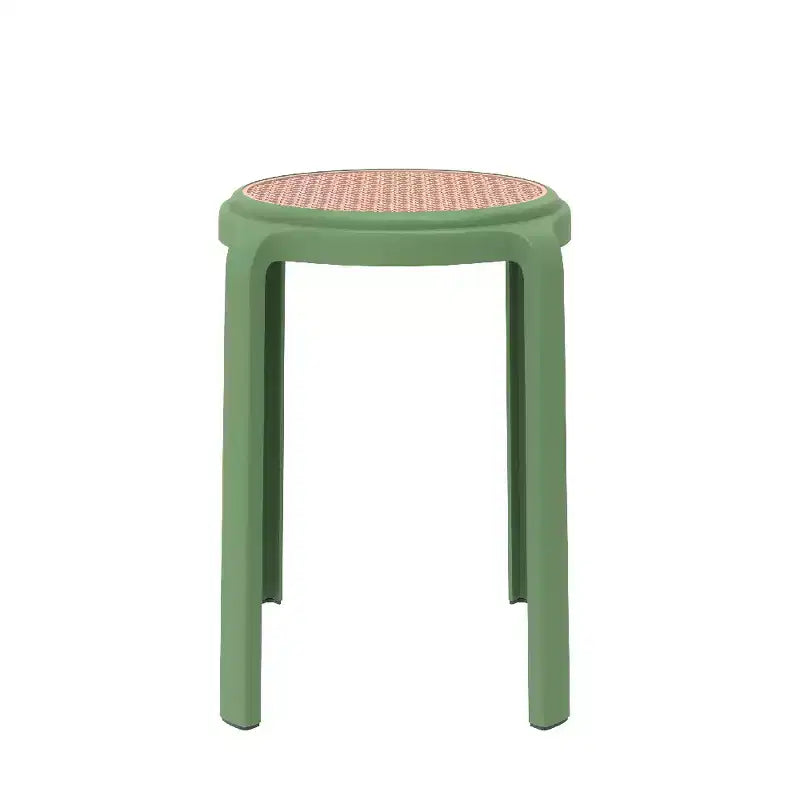 Taburete de comedor apilable LeisureMod Tresse, asiento redondo sin respaldo de mimbre estilo moderno de mediados de siglo, uso interior y exterior para cocina, patio, jardín, juego de 2