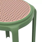 Taburete de comedor apilable LeisureMod Tresse, asiento redondo sin respaldo de mimbre estilo moderno de mediados de siglo, uso interior y exterior para cocina, patio, jardín, juego de 2
