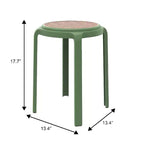 Taburete de comedor apilable LeisureMod Tresse, asiento redondo sin respaldo de mimbre estilo moderno de mediados de siglo, uso interior y exterior para cocina, patio, jardín, juego de 2