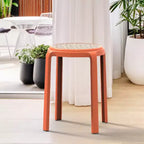 Taburete de comedor apilable LeisureMod Tresse, asiento redondo sin respaldo de mimbre estilo moderno de mediados de siglo, uso interior y exterior para cocina, patio, jardín, juego de 2