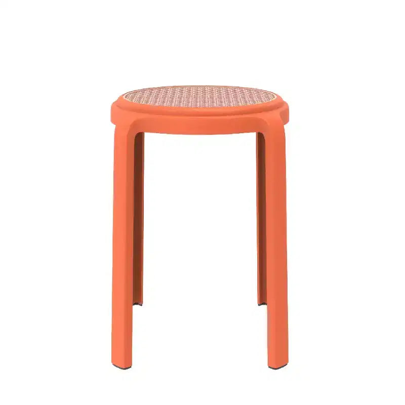 Taburete de comedor apilable LeisureMod Tresse, asiento redondo sin respaldo de mimbre estilo moderno de mediados de siglo, uso interior y exterior para cocina, patio, jardín, juego de 2