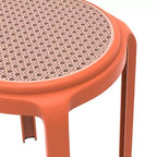 Taburete de comedor apilable LeisureMod Tresse, asiento redondo sin respaldo de mimbre estilo moderno de mediados de siglo, uso interior y exterior para cocina, patio, jardín, juego de 2