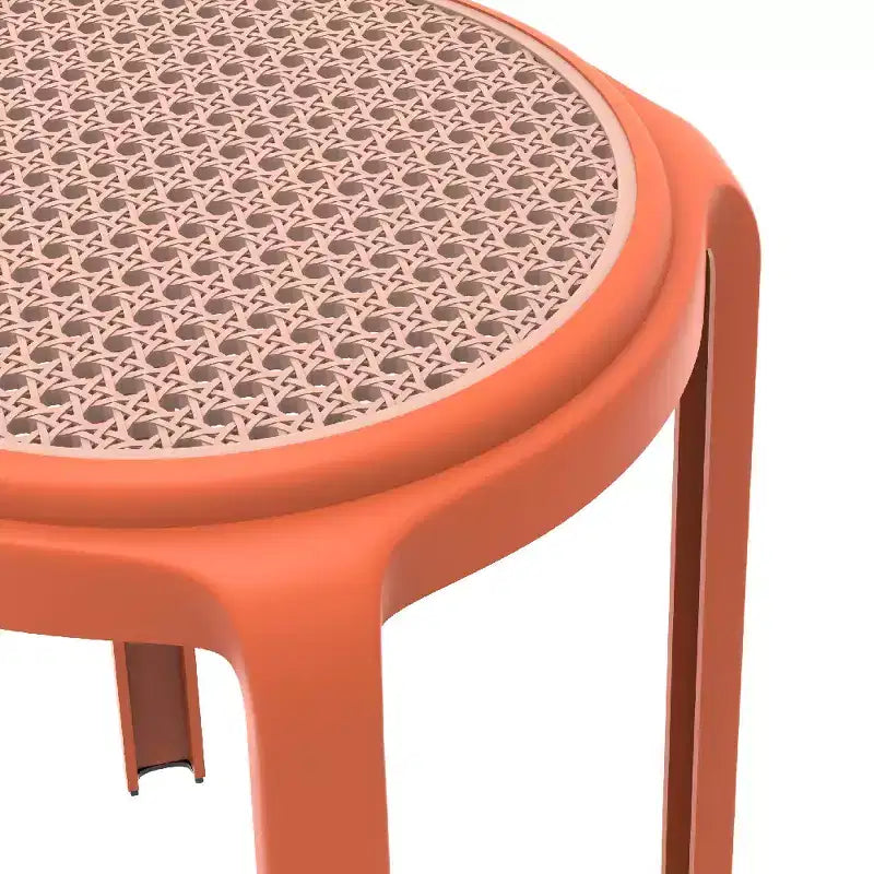 Taburete de comedor apilable LeisureMod Tresse, asiento redondo sin respaldo de mimbre estilo moderno de mediados de siglo, uso interior y exterior para cocina, patio, jardín, juego de 2