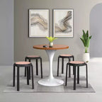 Taburete de comedor apilable LeisureMod Tresse, asiento redondo sin respaldo de mimbre estilo moderno de mediados de siglo, uso interior y exterior para cocina, patio, jardín, juego de 2