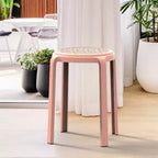 Taburete de comedor apilable LeisureMod Tresse, asiento redondo sin respaldo de mimbre estilo moderno de mediados de siglo, uso interior y exterior para cocina, patio, jardín, juego de 2