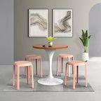 Taburete de comedor apilable LeisureMod Tresse, asiento redondo sin respaldo de mimbre estilo moderno de mediados de siglo, uso interior y exterior para cocina, patio, jardín, juego de 2