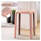 Taburete de comedor apilable LeisureMod Tresse, asiento redondo sin respaldo de mimbre estilo moderno de mediados de siglo, uso interior y exterior para cocina, patio, jardín, juego de 2