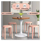 Taburete de comedor apilable LeisureMod Tresse, asiento redondo sin respaldo de mimbre estilo moderno de mediados de siglo, uso interior y exterior para cocina, patio, jardín, juego de 2