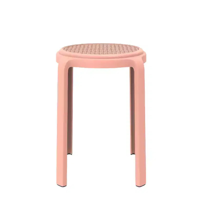 Taburete de comedor apilable LeisureMod Tresse, asiento redondo sin respaldo de mimbre estilo moderno de mediados de siglo, uso interior y exterior para cocina, patio, jardín, juego de 2