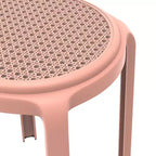 Taburete de comedor apilable LeisureMod Tresse, asiento redondo sin respaldo de mimbre estilo moderno de mediados de siglo, uso interior y exterior para cocina, patio, jardín, juego de 2