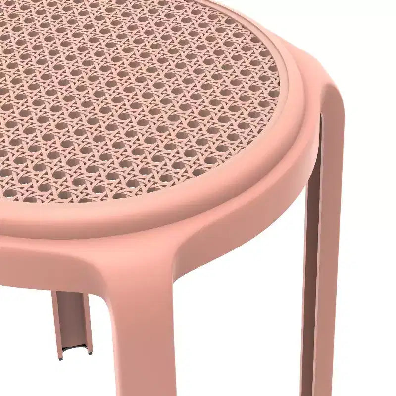 Taburete de comedor apilable LeisureMod Tresse, asiento redondo sin respaldo de mimbre estilo moderno de mediados de siglo, uso interior y exterior para cocina, patio, jardín, juego de 2