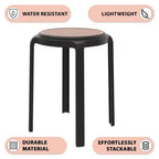 Taburete de comedor apilable LeisureMod Tresse, asiento redondo sin respaldo de mimbre estilo moderno de mediados de siglo, uso interior y exterior para cocina, patio, jardín, juego de 2
