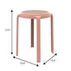 Taburete de comedor apilable LeisureMod Tresse, asiento redondo sin respaldo de mimbre estilo moderno de mediados de siglo, uso interior y exterior para cocina, patio, jardín, juego de 2