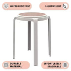 Taburete de comedor apilable LeisureMod Tresse, asiento redondo sin respaldo de mimbre estilo moderno de mediados de siglo, uso interior y exterior para cocina, patio, jardín, juego de 2