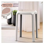 Taburete de comedor apilable LeisureMod Tresse, asiento redondo sin respaldo de mimbre estilo moderno de mediados de siglo, uso interior y exterior para cocina, patio, jardín, juego de 2
