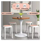 Taburete de comedor apilable LeisureMod Tresse, asiento redondo sin respaldo de mimbre estilo moderno de mediados de siglo, uso interior y exterior para cocina, patio, jardín, juego de 2