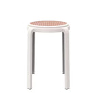 Taburete de comedor apilable LeisureMod Tresse, asiento redondo sin respaldo de mimbre estilo moderno de mediados de siglo, uso interior y exterior para cocina, patio, jardín, juego de 2