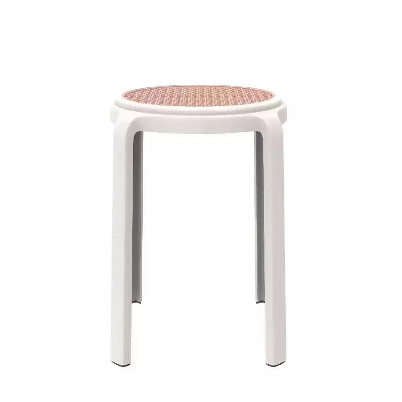 Taburete de comedor apilable LeisureMod Tresse, asiento redondo sin respaldo de mimbre estilo moderno de mediados de siglo, uso interior y exterior para cocina, patio, jardín, juego de 2