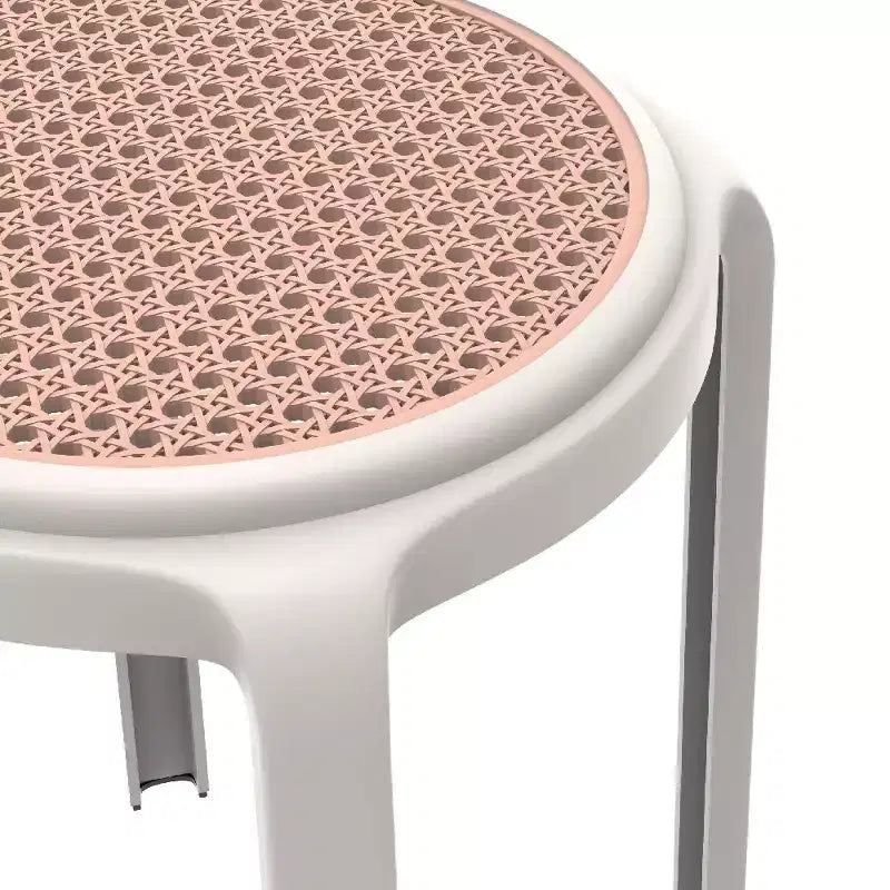 Taburete de comedor apilable LeisureMod Tresse, asiento redondo sin respaldo de mimbre estilo moderno de mediados de siglo, uso interior y exterior para cocina, patio, jardín, juego de 2
