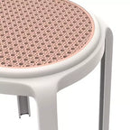 Taburete de comedor apilable LeisureMod Tresse, asiento redondo sin respaldo de mimbre estilo moderno de mediados de siglo, uso interior y exterior para cocina, patio, jardín, juego de 2