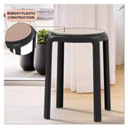 Taburete de comedor apilable LeisureMod Tresse, asiento redondo sin respaldo de mimbre estilo moderno de mediados de siglo, uso interior y exterior para cocina, patio, jardín, juego de 2