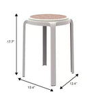 Taburete de comedor apilable LeisureMod Tresse, asiento redondo sin respaldo de mimbre estilo moderno de mediados de siglo, uso interior y exterior para cocina, patio, jardín, juego de 2