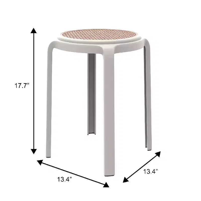 Taburete de comedor apilable LeisureMod Tresse, asiento redondo sin respaldo de mimbre estilo moderno de mediados de siglo, uso interior y exterior para cocina, patio, jardín, juego de 2