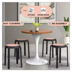Taburete de comedor apilable LeisureMod Tresse, asiento redondo sin respaldo de mimbre estilo moderno de mediados de siglo, uso interior y exterior para cocina, patio, jardín, juego de 2
