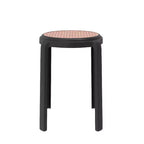 Taburete de comedor apilable LeisureMod Tresse, asiento redondo sin respaldo de mimbre estilo moderno de mediados de siglo, uso interior y exterior para cocina, patio, jardín, juego de 2