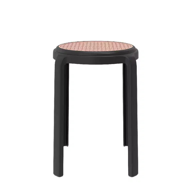 Taburete de comedor apilable LeisureMod Tresse, asiento redondo sin respaldo de mimbre estilo moderno de mediados de siglo, uso interior y exterior para cocina, patio, jardín, juego de 2