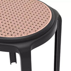 Taburete de comedor apilable LeisureMod Tresse, asiento redondo sin respaldo de mimbre estilo moderno de mediados de siglo, uso interior y exterior para cocina, patio, jardín, juego de 2