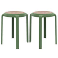 Taburete de comedor apilable LeisureMod Tresse, asiento redondo sin respaldo de mimbre estilo moderno de mediados de siglo, uso interior y exterior para cocina, patio, jardín, juego de 2