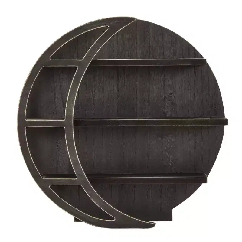 Estante de Luna de Madera, Decoración Rústica para el Hogar, Soporte de Cristales para exhibición de Piedras y Aceites Esenciales (30 x 30 x 7.6 cm)