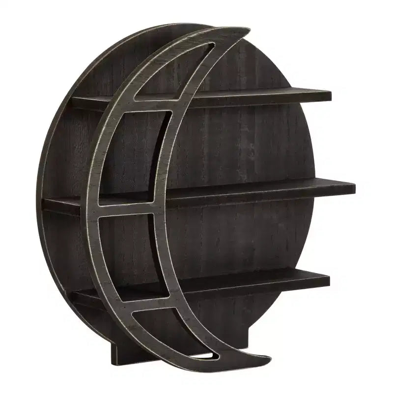Estante de Luna de Madera, Decoración Rústica para el Hogar, Soporte de Cristales para exhibición de Piedras y Aceites Esenciales (30 x 30 x 7.6 cm)
