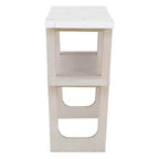 MAYEERTY Mesa de consola con parte superior efecto mármol y estante abierto para pasillo sala de estar, gris