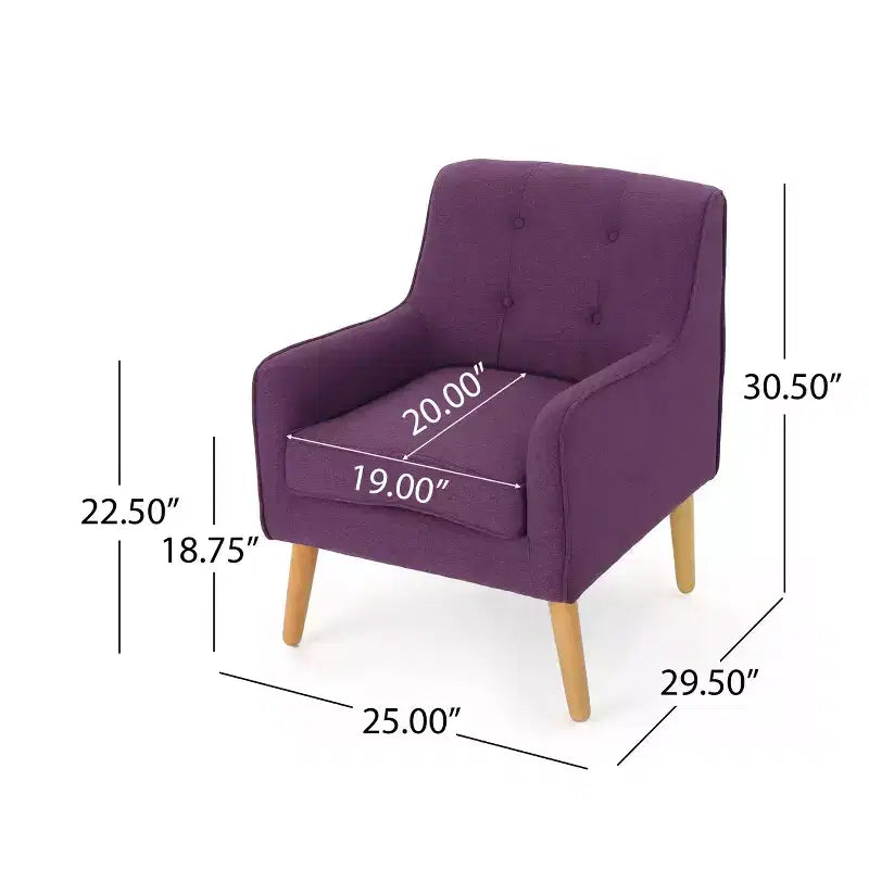 Sillón decorativo tapizado de tela GDFStudio Merel de mediados de siglo moderno
