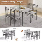 Juego de comedor Dyonery para 4 personas con tablero de 1.6 de grosor, juego de mesa de cocina de 5 piezas, juego de mesa y sillas de comedor que ahorra espacio