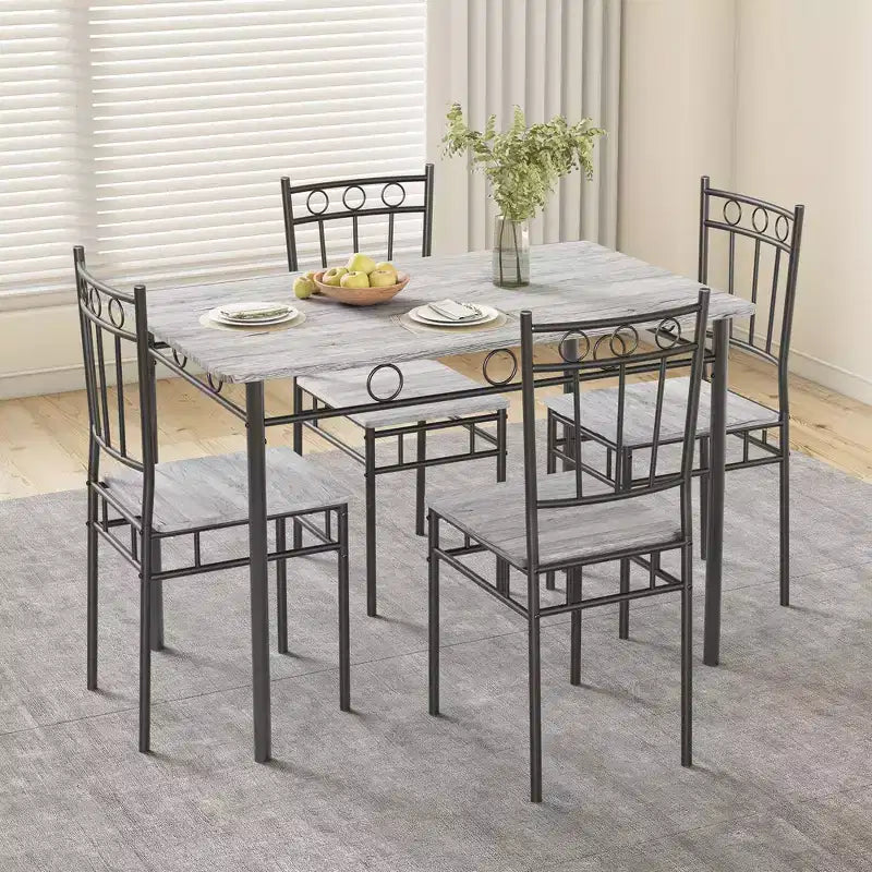 Juego de comedor Dyonery para 4 personas con tablero de 1.6 de grosor, juego de mesa de cocina de 5 piezas, juego de mesa y sillas de comedor que ahorra espacio